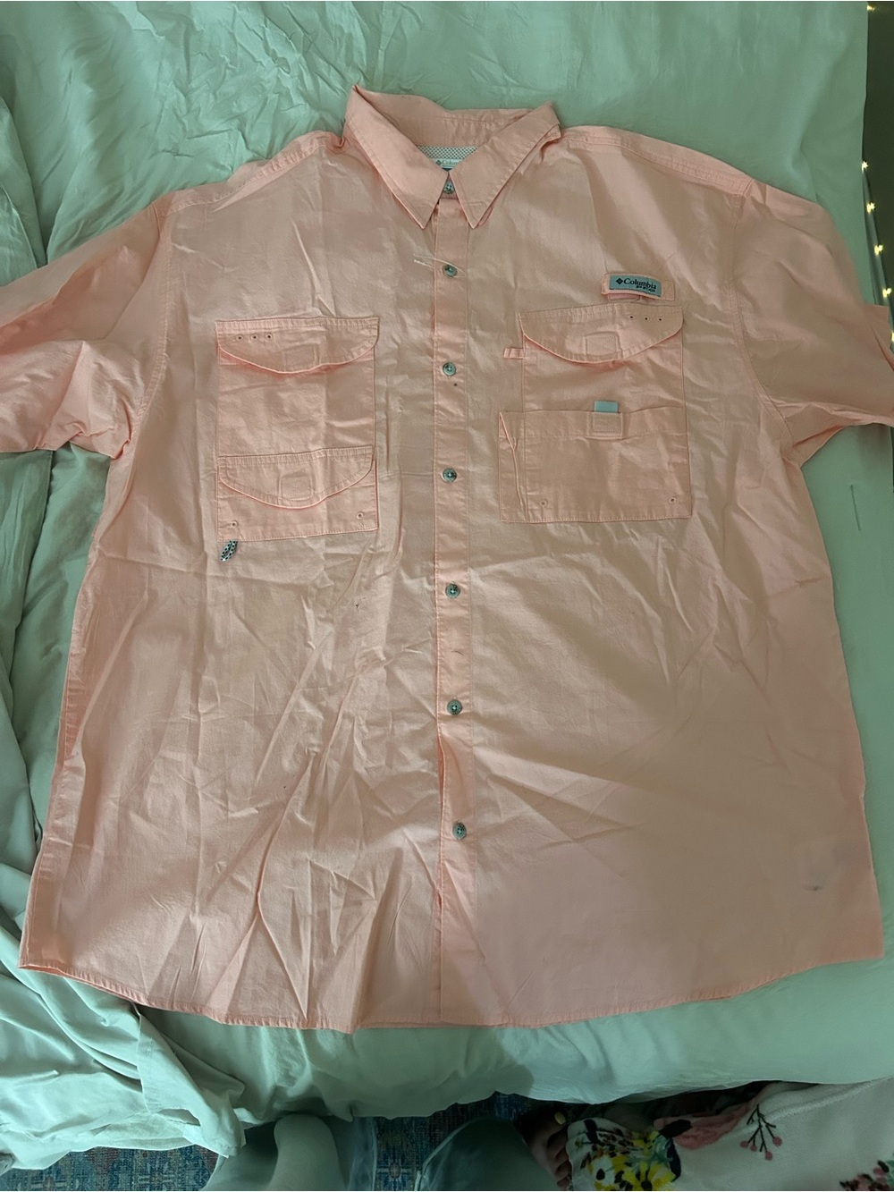 Columbia Men's Short-Sleeve Button-Up Shirt - Pale Pink